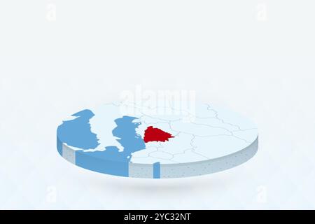 Isometrische 3D-Karte mit roter Darstellung von Bosnien und Herzegowina. Vektorabbildung. Stock Vektor