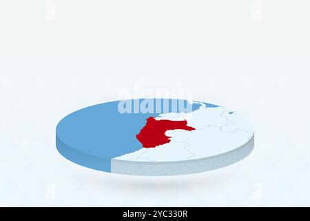 Isometrische 3D-Karte mit Perus in Rot. Vektorabbildung. Stock Vektor