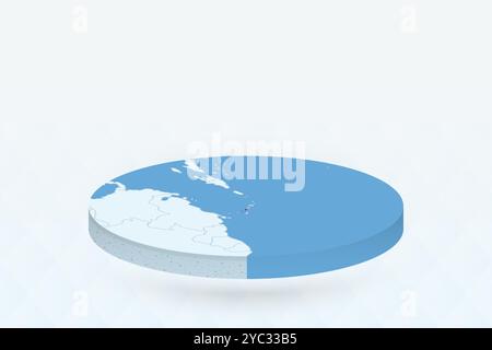 Isometrische 3D-Karte mit Saint Kitts und Nevis in Rot. Vektorabbildung. Stock Vektor