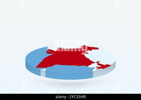 Isometrische 3D-Karte mit Indiens in Rot. Vektorabbildung. Stock Vektor