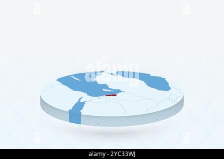 Isometrische 3D-Karte, die den Libanon in Rot markiert. Vektorabbildung. Stock Vektor