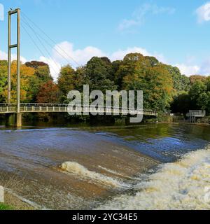 Blackweir Footbridge, Cardiff, South Wales, Großbritannien. Vom Oktober 2024. Herbst Stockfoto