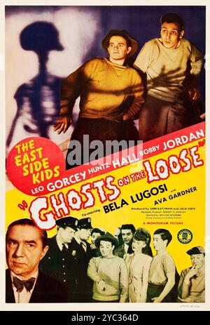 Ghosts on the Loose, The East Side Kids (Monogram, 1943) altes Filmplakat. Bela Lugosi mit Ava Gardner - Leo Gorcey, Huntz Hall, Bobby Jordan. Produziert von Sam Katzman Stockfoto