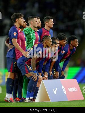 Barcelona, Spanien. Oktober 2024. Die Mannschaft des FC Barcelona spielte am 20. Oktober 2024 im Lluis Companys Stadion in Barcelona, Spanien, während des Spiels La Liga EA Sports zwischen dem FC Barcelona und Sevilla FC. (Foto: Bagu Blanco/PRESSINPHOTO) Credit: PRESSINPHOTO SPORTS AGENCY/Alamy Live News Stockfoto