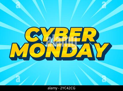 Cyber monday. Texteffekt-Design in 3D und fettgedruckte Schriftarten für digitale Anzeigen Stock Vektor