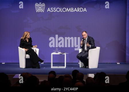 Mailand, Italien. Oktober 2024. Nella foto Emanuele Orsini Presidente di ConfindustriaMilano - Italia - Cronaca Luned&#xec;, 21 Ottobre, 2024 (Foto di Marco Ottico/Lapresse) Assolombarda Generalversammlung 2024 Mailand, Italien - Nachrichten Montag, 21. Oktober 2024 (Foto von Marco Ottico/Lapresse) Credit: LaPresse/Alamy Live News Stockfoto