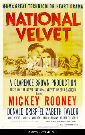 Filmposter für den Film National Velvet feat Mickey Rooney und Elizabeth Taylor - Heart Drama aus dem Jahr 1944 Stockfoto