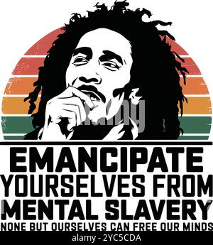 Bob Marley Vektor-Kunst-Illustration mit weißem Hintergrund T-Shirt Design. Stock Vektor