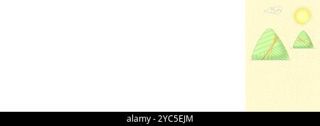 Chinesisches Drachenboot Festival Zeichenkunst-Poster-Set. China Duanwu-Feiertag traditionelle feste Mondschlange auf welligen Flusslandschaften. Festplakat für asiatische Bootstouren. Übersetzung Dragon Boat Festival Stock Vektor