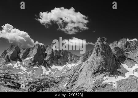 WY05700-00-BW..... WYOMING - der Cirque of the Towers vom Texas Pass aus, Popo Agie Wilderness, Shoshone National Forest. Stockfoto