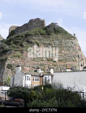 Blick auf East Hill, Hastings, East Sussex, England, Großbritannien Stockfoto