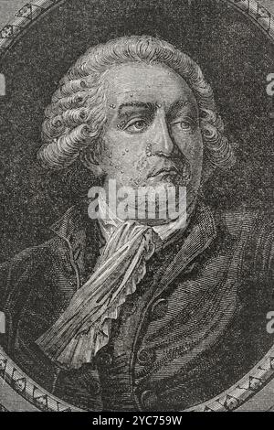 Honoré-Gabriel Riqueti, Comte de Mirabeau (1749-1791). Französischer Politiker, Anführer der frühen Phasen der Französischen Revolution. Hochformat. Stich von Pannemaker. "Geschichte der Französischen Revolution". Band I, 1876. Stockfoto