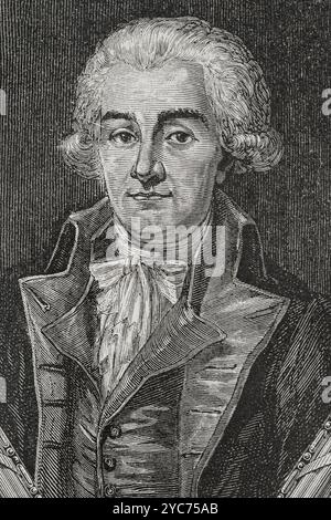 Charles Antoine Chasset (1745-1824). Französischer Anwalt und Politiker. Stellvertreter von Beaujolais für das dritte Anwesen der Generalstände von 1789. Gewählte Abgeordnete von Beaujolais in der Nationalversammlung (1789–1791) und von Rhône in der Nationalversammlung (1792–1798). Er war Präsident der konstituierenden Versammlung (8. Bis 20. November 1790). Er war Mitglied des Rates der Fünfhundert (1795) und später des Rates der Ältesten (1798). Senator von 1799 bis zum Ende des französischen Reiches. Nachdem er gegen die Hinrichtung Ludwigs XVI. Gestimmt hatte, durfte er nach der Bourbon-Restauration in Frankreich bleiben. Por Stockfoto