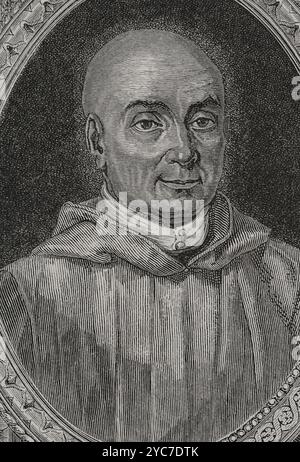 Christophe Antoine Gerle, bekannt als Dom Gerle (1736–1801). Französischer Kartäusermönch, Mitglied der konstituierenden Versammlung während der Französischen Revolution und schließlich vertrieben. Hochformat. Gravur. "Geschichte der Französischen Revolution". Band I, 1876. Stockfoto