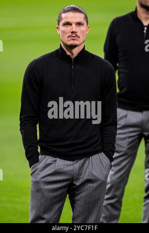 Madrid, Madrid, Spanien. Oktober 2024. Marcel Sabitzer von Borussia Dortmund sah beim Training und der Pressekonferenz von Borussia Dortmund im Vorfeld des Champions League 2024/25 League Phase MD3-Fußballspiels gegen Real Madrid am 21. Oktober 2024 im Estadio Santiago Bernabeu in Madrid, Spanien. (Kreditbild: © Alberto Gardin/ZUMA Press Wire) NUR REDAKTIONELLE VERWENDUNG! Nicht für kommerzielle ZWECKE! Stockfoto