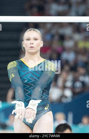 1. August 2024: Ruby Pass of Australia tritt in der künstlerischen Frauengymnastik während der Olympischen Spiele 2024 in Paris auf. Daniel Lea/CSM Stockfoto