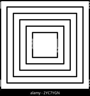 Wiederholte konzentrische Quadrate im ästhetischen postmodernen Stil isoliert auf weißem Hintergrund. Abstrakte geometrische y2k-Form. Vektorgrafik. Stock Vektor