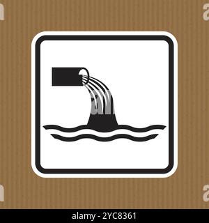 Einfaches schwarz-weißes Symbol für die industrielle Entwässerung, das ein Rohr darstellt, das Abfälle in das Wasser abgibt. Ideal für Campaig mit Umweltbewusstsein Stock Vektor