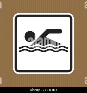 Dieser minimalistische Schwimm-Ikone präsentiert sich mit einem Silhouette-Schwimmer vor einem strukturierten Hintergrund, perfekt für Gesundheits-, Fitness- und Freizeitthemen. Stock Vektor