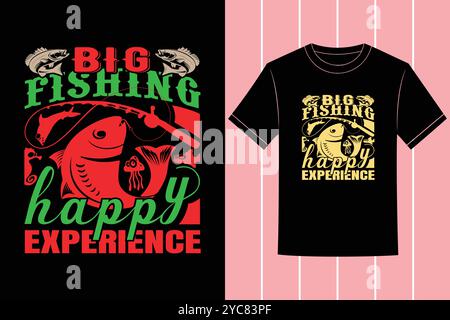 Beste Angeln Vibes T-Shirt Design und Fischen-Abenteuer-Vektor-Illustration im Freien Stock Vektor