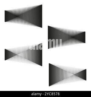 Abstrakte, wellige Streifen. Optischer Täuschungseffekt. Geometrische Wellenlinien. Vektorstreifenformen. Stock Vektor