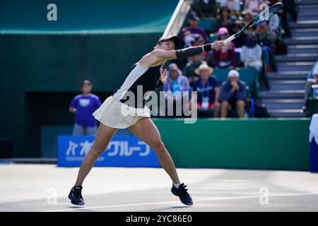 Osaka, Japan. Oktober 2024. Laura Siegemund (GER) Tennis : Doppelfinalspiel im Morita Tennis Center Utsubo während der Kinoshita Group Japan Open Tennis Championships 2024 in Osaka, Japan . Quelle: SportsPressJP/AFLO/Alamy Live News Stockfoto