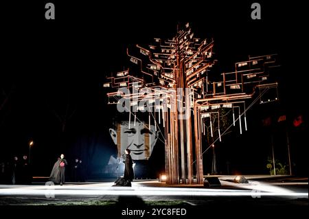 Nicht exklusiv: ZAPORIZHZHIA, UKRAINE - 18. OKTOBER 2024 - die Installation des Baumes der Erinnerung des ukrainischen Bühnenbildners, Schauspielers und Theaterregisseurs Dmyt Stockfoto