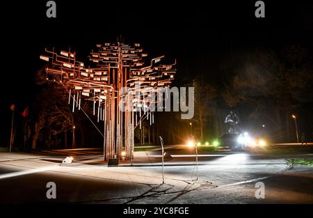 Nicht exklusiv: ZAPORIZHZHIA, UKRAINE - 18. OKTOBER 2024 - die Installation des Baumes der Erinnerung des ukrainischen Bühnenbildners, Schauspielers und Theaterregisseurs Dmyt Stockfoto