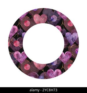 Dieses leuchtende Rahmendesign mit Herzmuster ist ideal für eine Vielzahl kreativer Projekte und romantischer Ideen. Isoliertes Objekt auf weißem Hintergrund für verschiedene Designs und Druckvorgänge Stockfoto