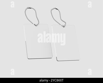 Rechteck Clear Keychain Mockup 3D Rendering Stockfoto