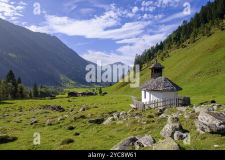 Kapelle, Flittneralm. Flittner Alm, Innervals, Vals, Valser Tal, Natura 2000 Valser Tal, Wipptal, Tirol, Österreich, Europa Stockfoto