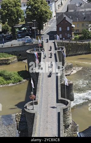 Steinbrücke runkel über die lahn, hessen, deutschland Stockfoto