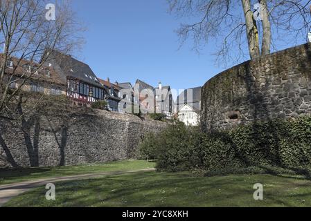 Historische Altstadt Frankfurt-Hoechst mit Fachwerkhäusern Stockfoto