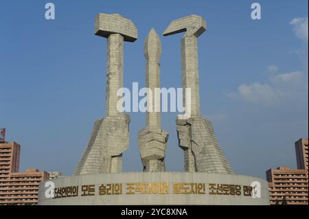 08.08.2012, Pjöngjang, Nordkorea, Asien, das Denkmal zur Gründung der Arbeiterpartei Koreas ist ein Denkmal aus dem Jahr 1996, Asien Stockfoto