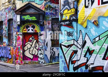 Bunte Street Art in der Hosier Lane, Melbourne, Victoria, Australien, Ozeanien Stockfoto