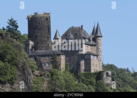 Das Mausschloss im Mittelrheintal bei Sankt Goarshausen, Deutschland, Europa Stockfoto