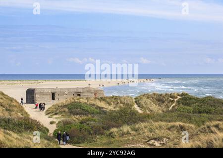 Leute, die an der Spitze von Skagen entfernt Stockfoto