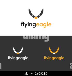 Minimales oder abstraktes Logodesign des Flying Adlers Stock Vektor