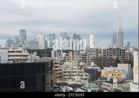 31. Dezember 2017, Tokio, Japan, Asien, Ein Blick vom Tokyu Plaza Omotesando in Harajuku auf das Stadtpanorama der japanischen Hauptstadt Tokio, Asien Stockfoto