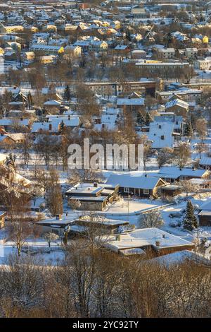 Einfamilienhäuser im Winter Stockfoto