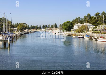 Moyne River in der Nähe seiner Mündung, Port Fairy, Victoria, Australien, Ozeanien Stockfoto