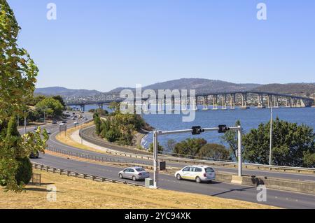 Tasman Highway Bridge über den Derwent River in Hobart, Tasmanien, Australien, Ozeanien Stockfoto