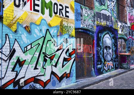 Bunte Street Art in der Hosier Lane, Melbourne, Victoria, Australien, Ozeanien Stockfoto