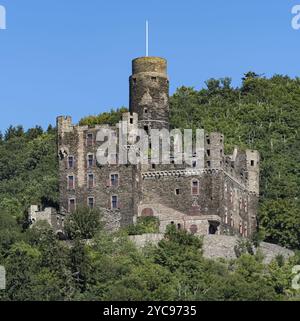 Das Mausschloss im Mittelrheintal bei Sankt Goarshausen, Deutschland, Europa Stockfoto