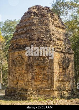 Achteckiger Turm in Prasat Sambor, Sambor Prei Kuk, Kambodscha, Asien Stockfoto