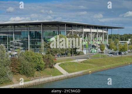 Volkswagen Arena Fußballstadion des VfL Wolfsburg, Wolfsburg, Niedersachsen, Deutschland, Fussballstadion Volkswagen Arena des VfL Wolfsburg, Niedersachse Stockfoto