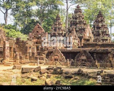 "Zitadelle der Frauen", Angkors Märchenkomplex, Banteay Srei, Kambodscha, Asien Stockfoto