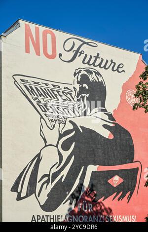 'Wandgemälde mit dem Titel ''KEINE Zukunft'' von Shepard Fairey aka Obey Giant, Schwerinstraße, Schöneberg, Tempelhof-Schöneberg, Berlin, Deutschland', Wandbild, Wandbild Stockfoto