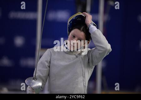 Kiew, Ukraine. Oktober 2024. Kiew, Ukraine 21. Oktober 2024 GOLOVKINA Sofia während des Womens Sabre Fechten Cup der Ukraine 2024 in Kiew, Ukraine (KUBANOV PAVLO UKR/SPP) Credit: SPP Sport Press Photo. /Alamy Live News Stockfoto