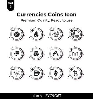 Schnappen Sie sich dieses kreativ gestaltete Kryptowährungsmünzen-Icons-Set, Digital Currency Coins Vektor-Design Stock Vektor